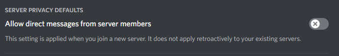 Discord Privacy default